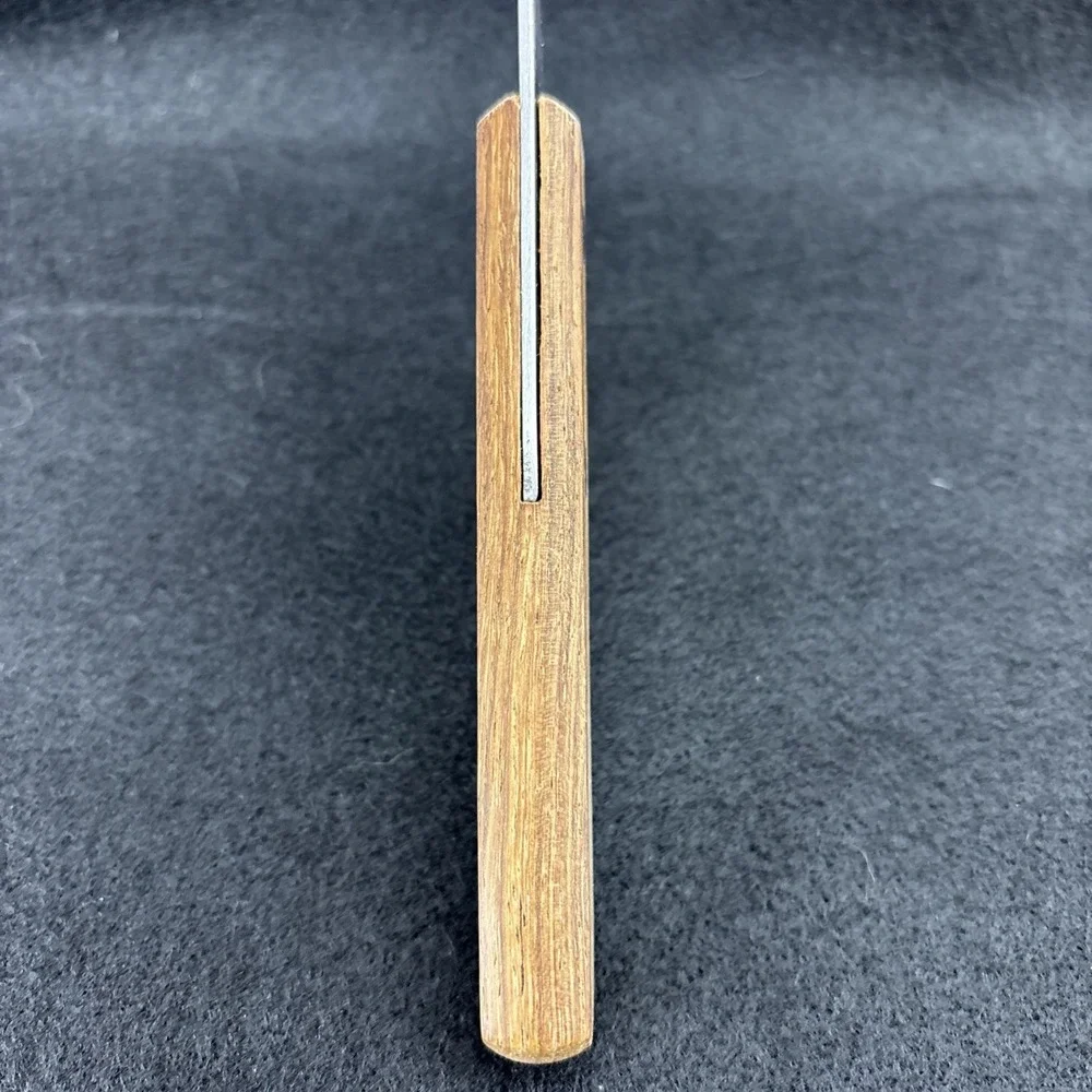 Vintage NO AD Barretts Japan Slotted Stainless Serving Spoon Wood Handle 10